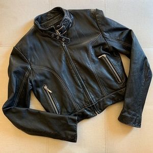 Wilsons Leather Cropped Black Leather Jacket S